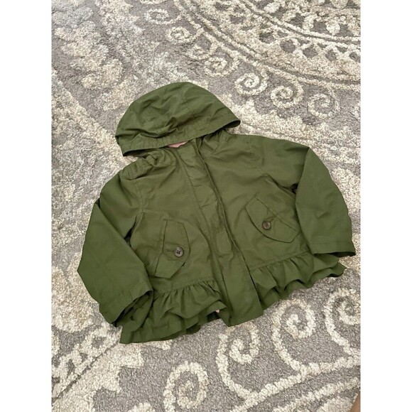 Old Navy 6-12 Months Essential Everyday Baby Military Cargo Jacket Green Zip Up - Picture 3 of 8